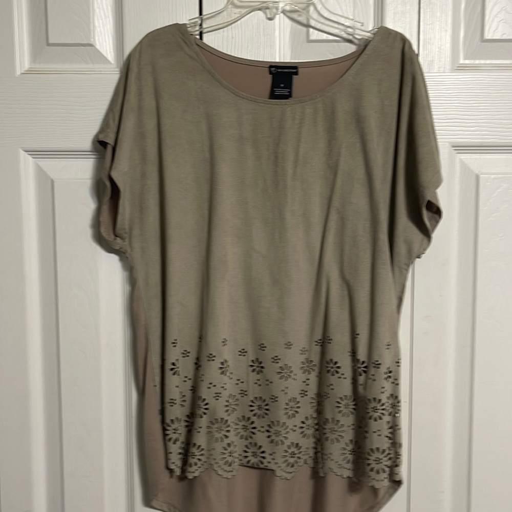 Top. Tan with nice cut-outs at bottom.